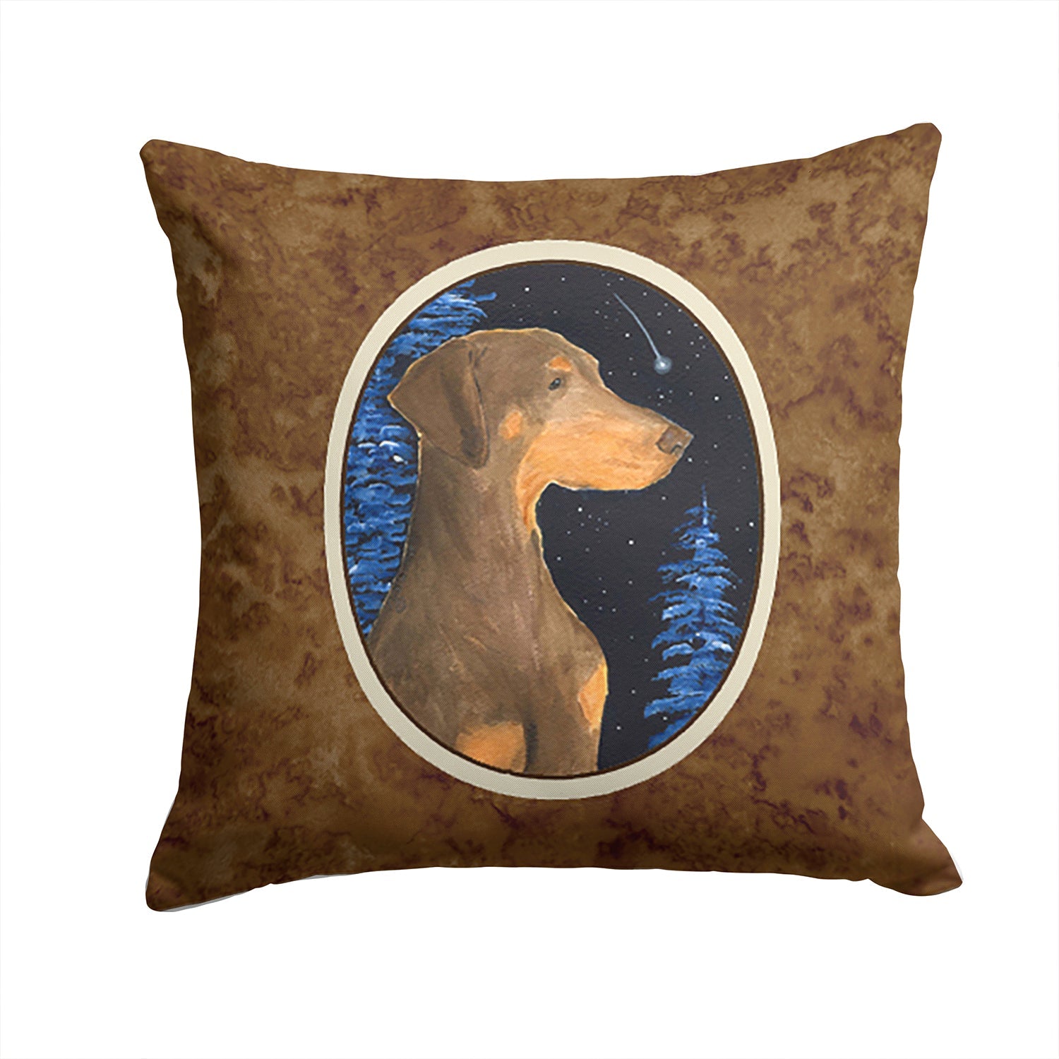 Starry Night Doberman Decorative Throw Pillow 14x14 Indoor Outdoor Accent Cushion, Fabric Cover with Insert for Sofa, Bed, Porch & Living Room