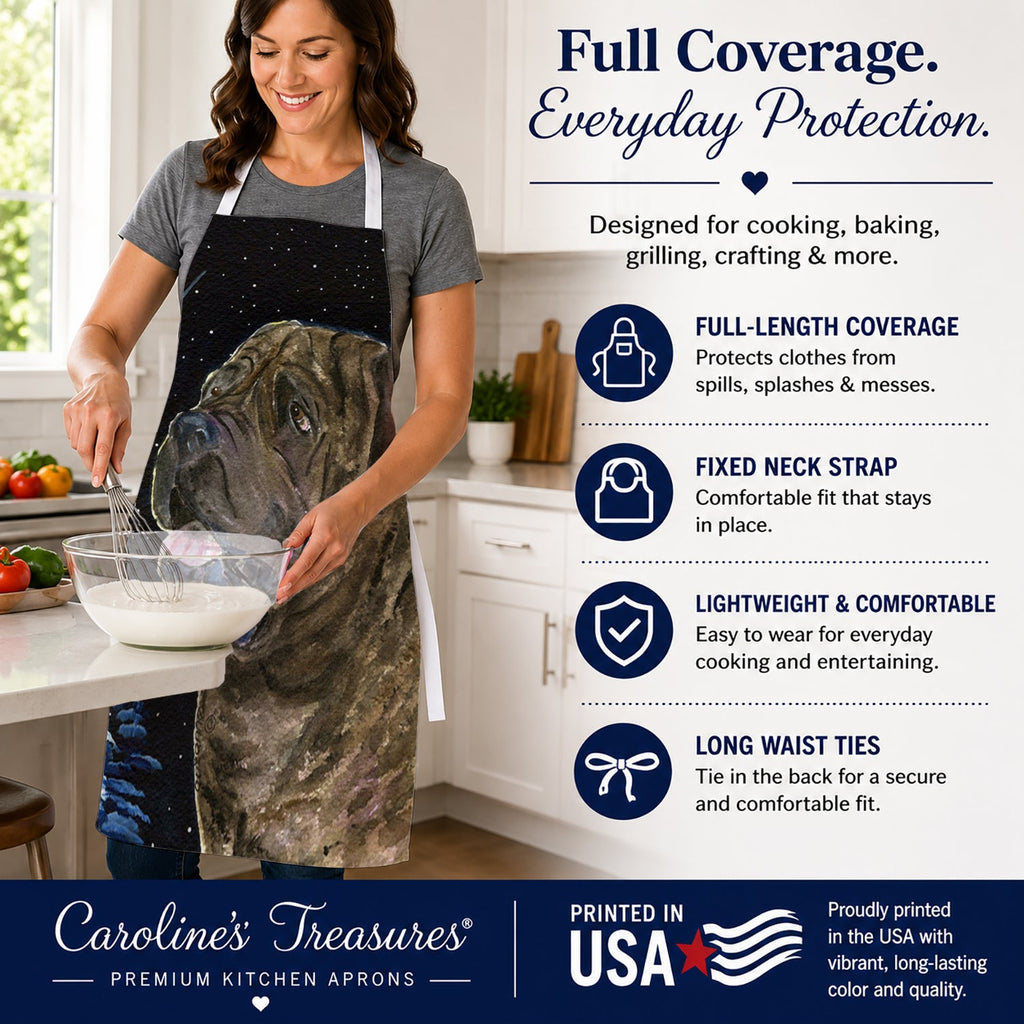 Starry Night Mastiff Apron Cooking Kitchen Server Baking Crafts Gardening for Adult Women Men, Unisex, Large, Multicolor