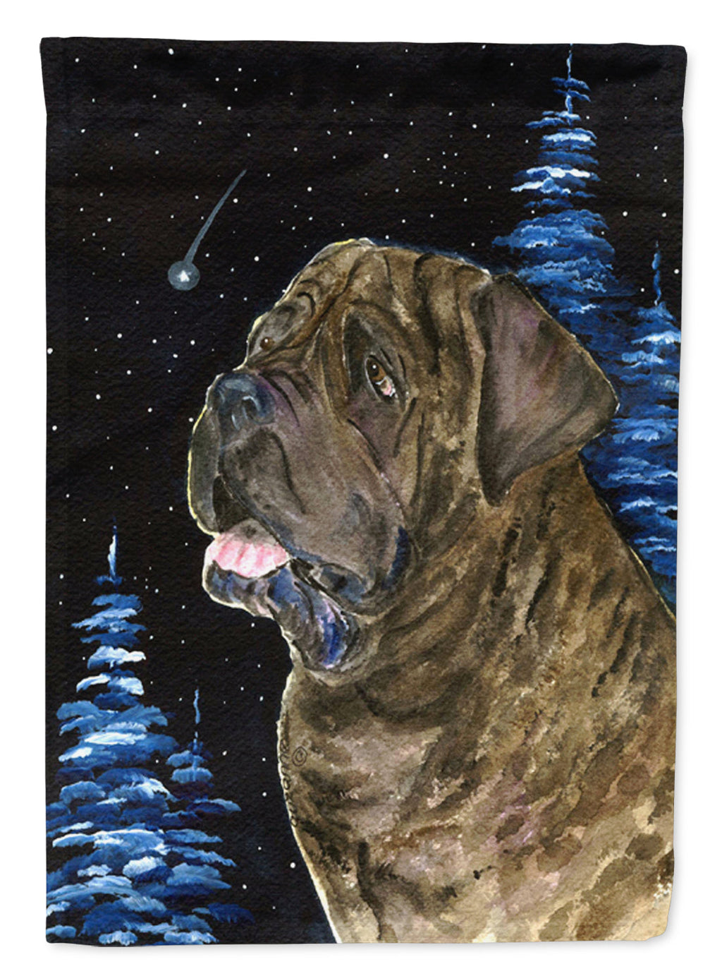 Starry Night Mastiff House Flag 28x40 Porch Sleeve Pole Decorative Outside Yard Banner Artwork Wall Hanging, Polyester