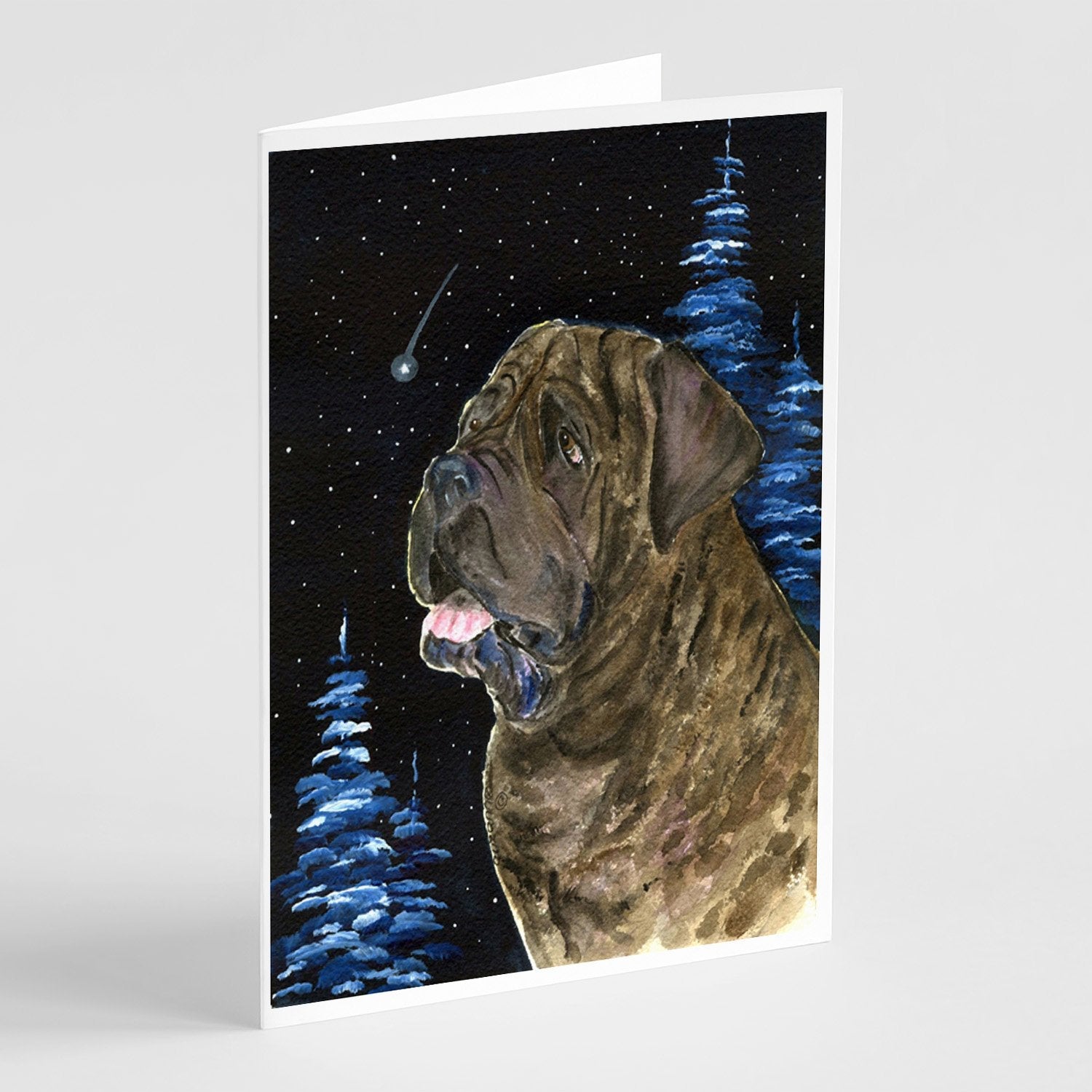 Starry Night Mastiff Greeting Cards Pack of 8 Blank Cards with Envelopes Whimsical A7 Size 5x7