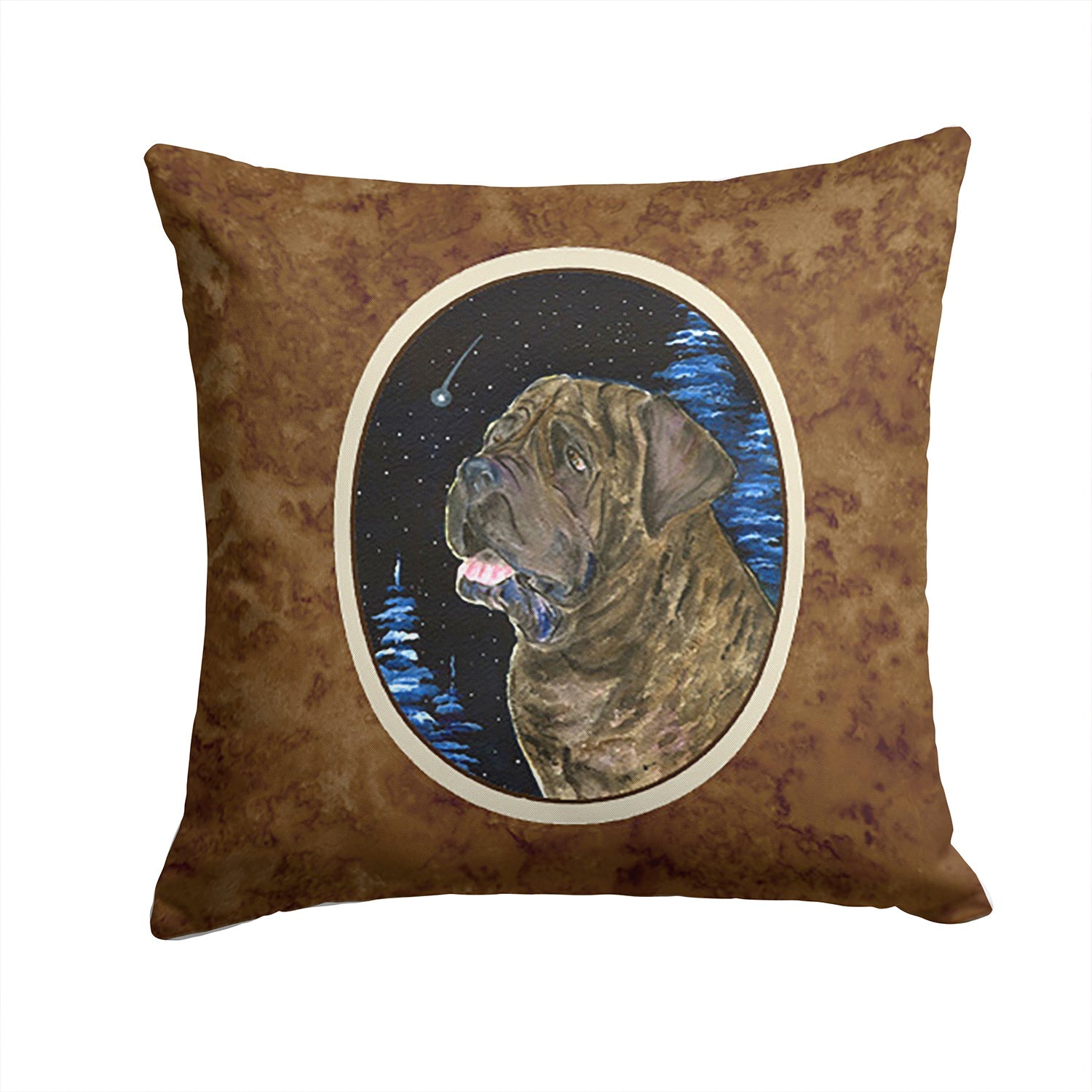 Starry Night Mastiff Decorative Throw Pillow 14x14 Indoor Outdoor Accent Cushion, Fabric Cover with Insert for Sofa, Bed, Porch & Living Room