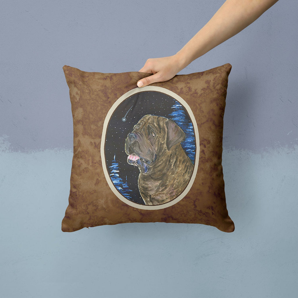 Starry Night Mastiff Decorative Throw Pillow 14x14 Indoor Outdoor Accent Cushion, Fabric Cover with Insert for Sofa, Bed, Porch & Living Room