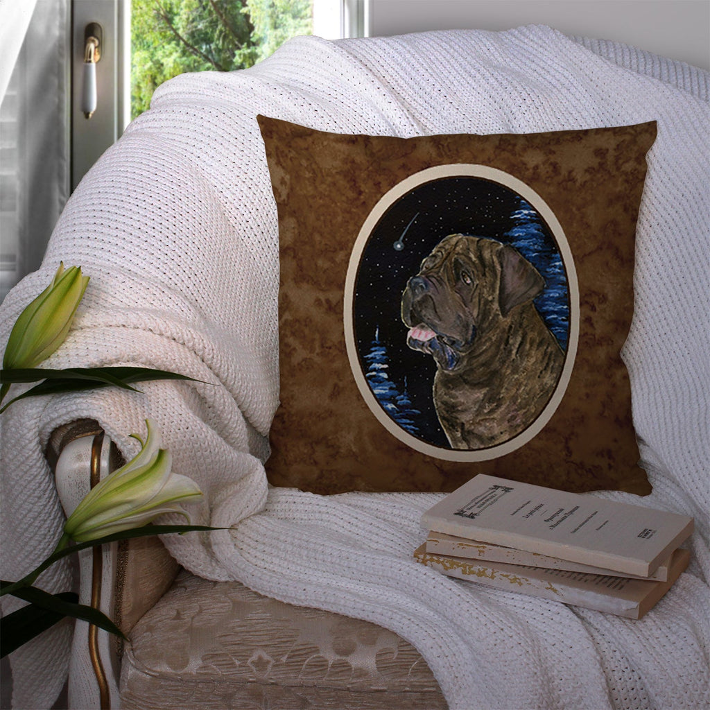 Starry Night Mastiff Decorative Throw Pillow 14x14 Indoor Outdoor Accent Cushion, Fabric Cover with Insert for Sofa, Bed, Porch & Living Room
