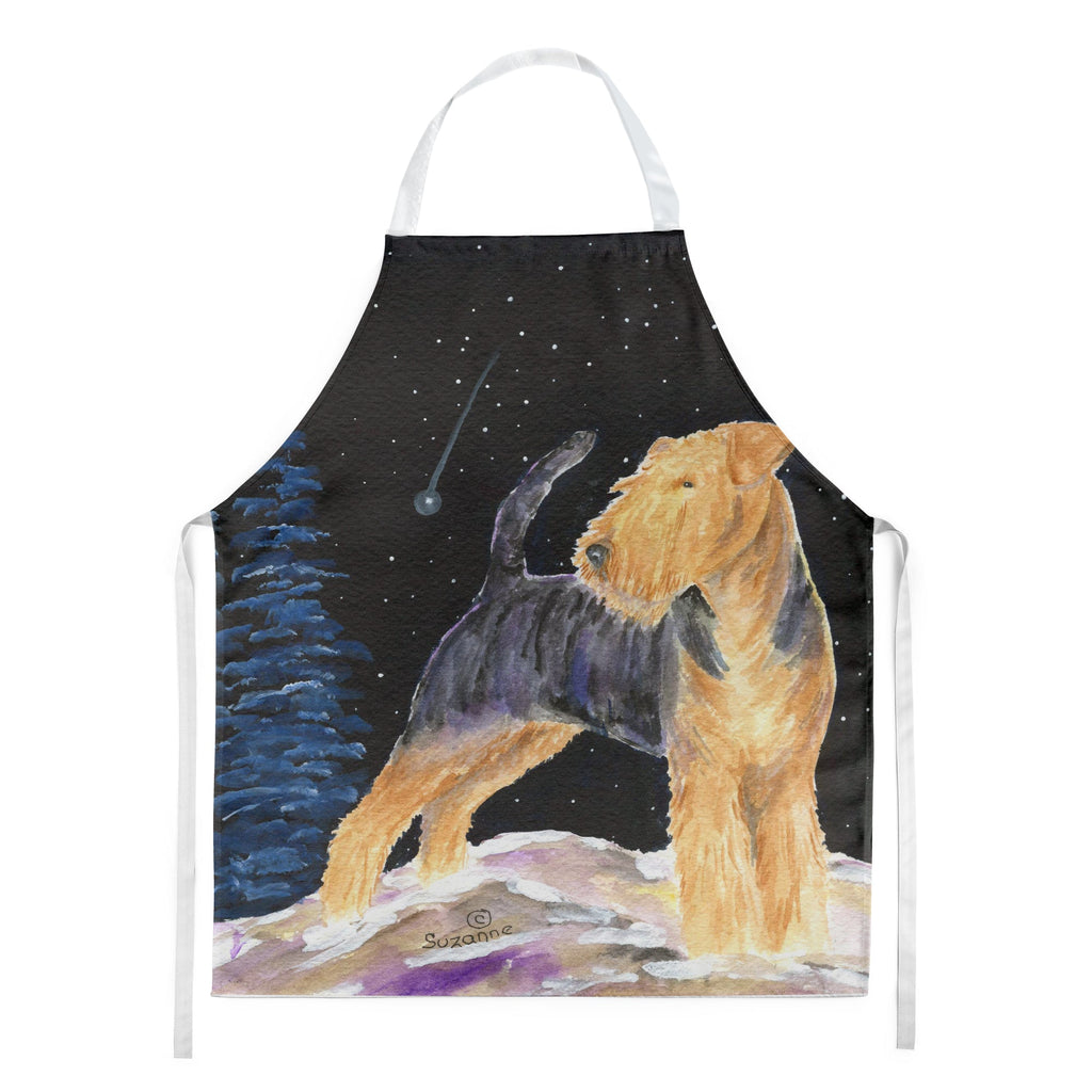 Starry Night Welsh Terrier Apron Cooking Kitchen Server Baking Crafts Gardening for Adult Women Men, Unisex, Large, Multicolor