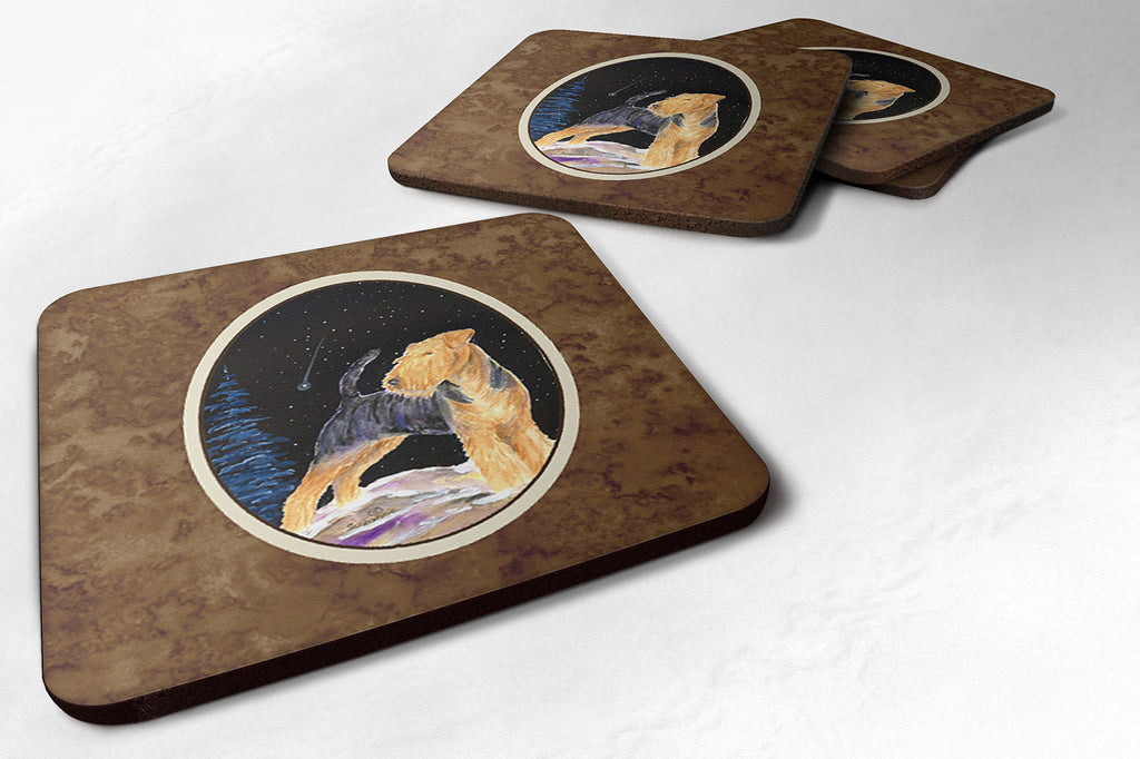 Starry Night Welsh Terrier Foam Coasters Set of 4 Cup Coasters for Indoor Outdoor, Tabletop Protection, Anti Slip, Mouse pad Material