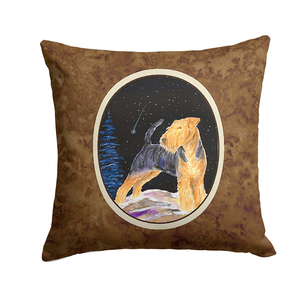 Starry Night Welsh Terrier Decorative Throw Pillow 14x14 Indoor Outdoor Accent Cushion, Fabric Cover with Insert for Sofa, Bed, Porch & Living Room