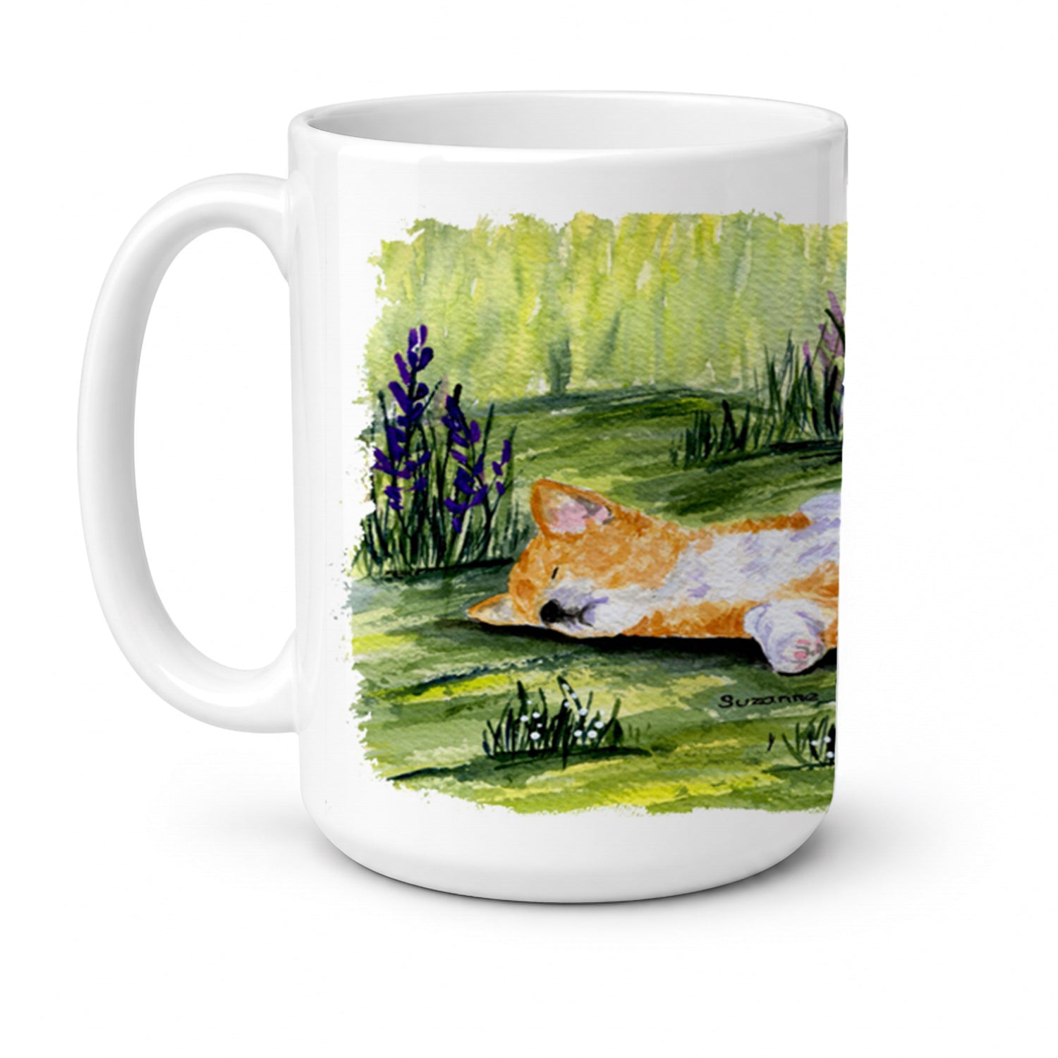 Corgi Ceramic Coffee Mug 15 oz Decorative Large C Handle Mug Cup for Tea, Cocoa Hot Chocolate