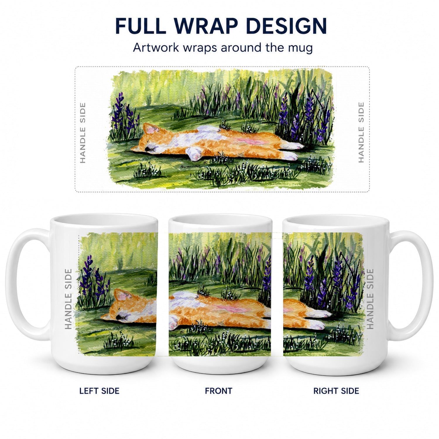 Corgi Ceramic Coffee Mug 15 oz Decorative Large C Handle Mug Cup for Tea, Cocoa Hot Chocolate