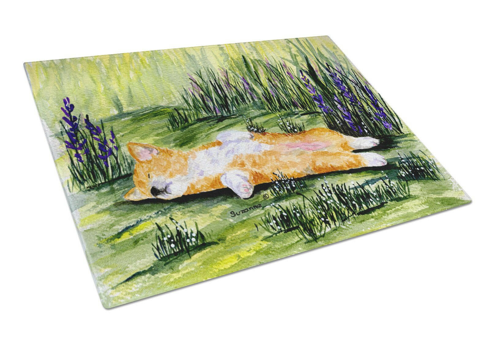 Corgi Cutting Board Tempered Glass Kitchen Cutting Surface, Heat Resistant Chopping, Non-Slip Feet, Food Prep & Serving