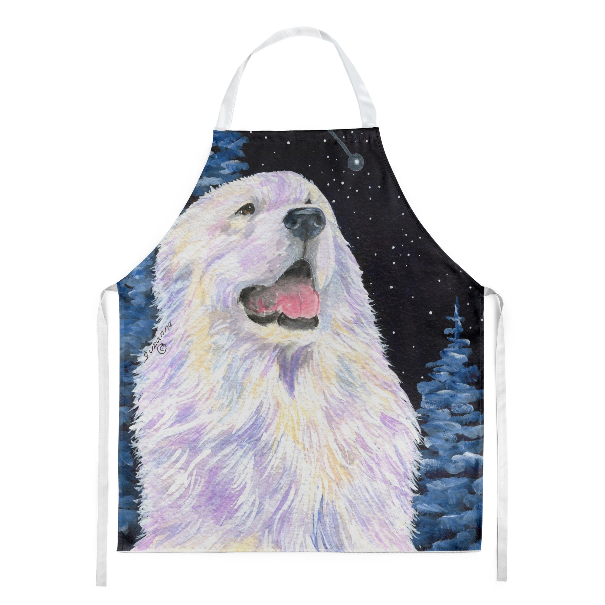 Starry Night Great Pyrenees Apron Cooking Kitchen Server Baking Crafts Gardening for Adult Women Men, Unisex, Large, Multicolor