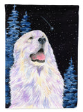 Starry Night Great Pyrenees House Flag 28x40 Porch Sleeve Pole Decorative Outside Yard Banner Artwork Wall Hanging, Polyester