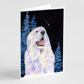 Starry Night Great Pyrenees Greeting Cards Pack of 8 Blank Cards with Envelopes Whimsical A7 Size 5x7