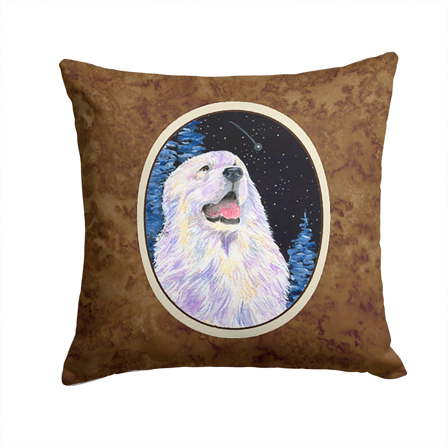 Starry Night Great Pyrenees Decorative Throw Pillow 14x14 Indoor Outdoor Accent Cushion, Fabric Cover with Insert for Sofa, Bed, Porch & Living Room