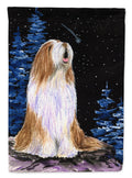 Starry Night Bearded Collie House Flag 28x40 Porch Sleeve Pole Decorative Outside Yard Banner Artwork Wall Hanging, Polyester