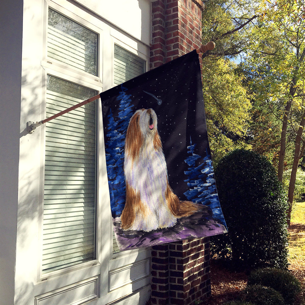 Starry Night Bearded Collie House Flag 28x40 Porch Sleeve Pole Decorative Outside Yard Banner Artwork Wall Hanging, Polyester