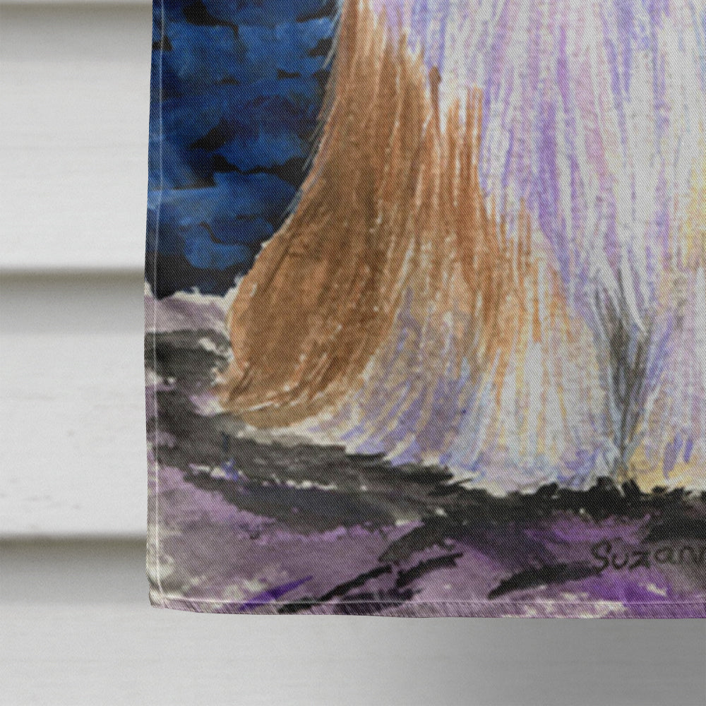 Starry Night Bearded Collie House Flag 28x40 Porch Sleeve Pole Decorative Outside Yard Banner Artwork Wall Hanging, Polyester