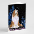 Starry Night Bearded Collie Greeting Cards Pack of 8 Blank Cards with Envelopes Whimsical A7 Size 5x7