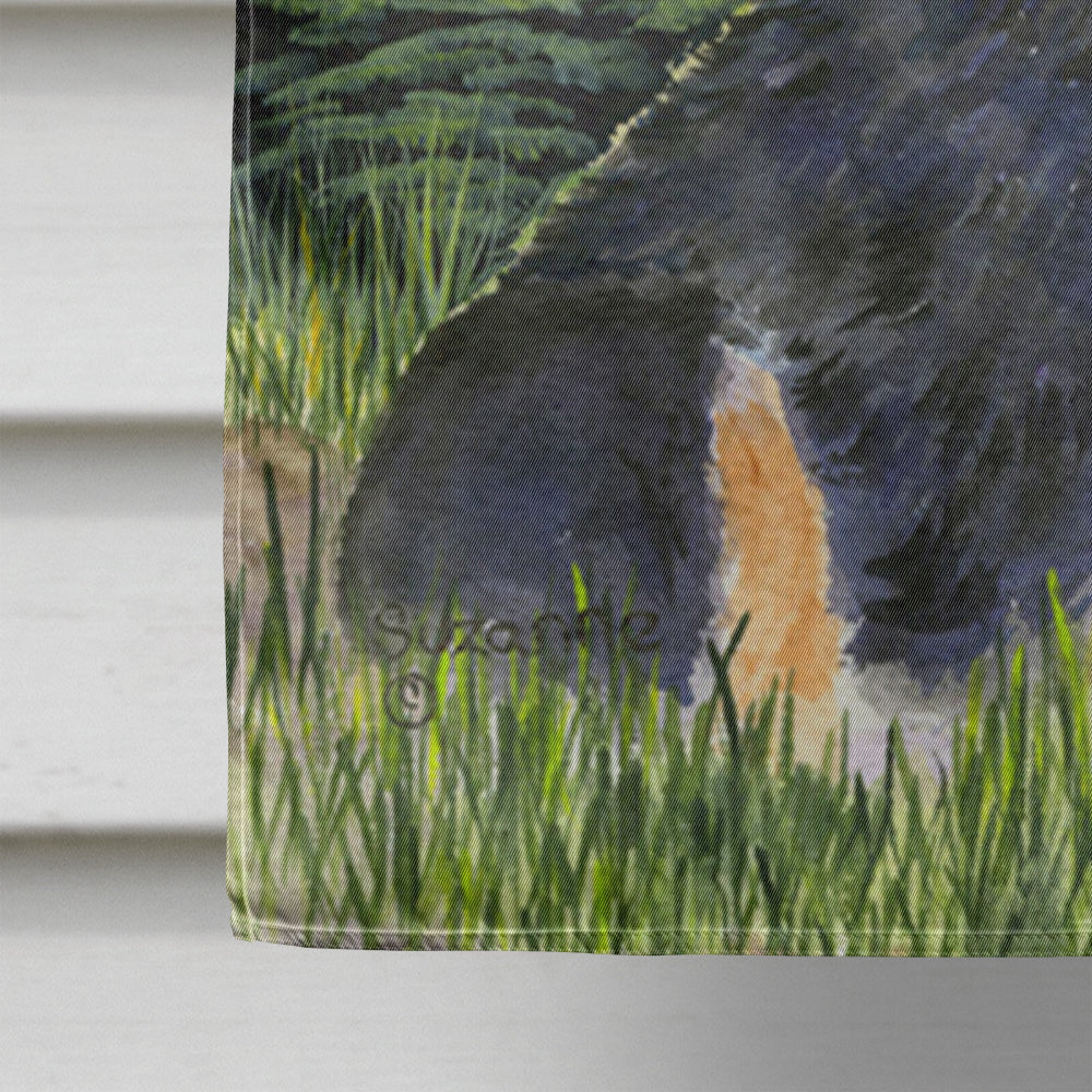 Starry Night Bernese Mountain Dog House Flag 28x40 Porch Sleeve Pole Decorative Outside Yard Banner Artwork Wall Hanging, Polyester
