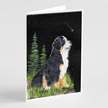 Starry Night Bernese Mountain Dog Greeting Cards Pack of 8 Blank Cards with Envelopes Whimsical A7 Size 5x7