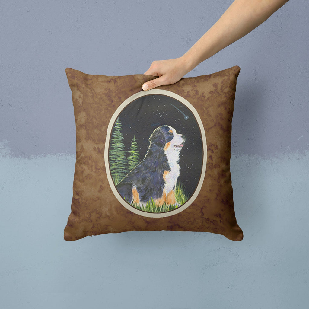 Starry Night Bernese Mountain Dog Decorative Throw Pillow 14x14 Indoor Outdoor Accent Cushion, Fabric Cover with Insert for Sofa, Bed, Porch & Living Room