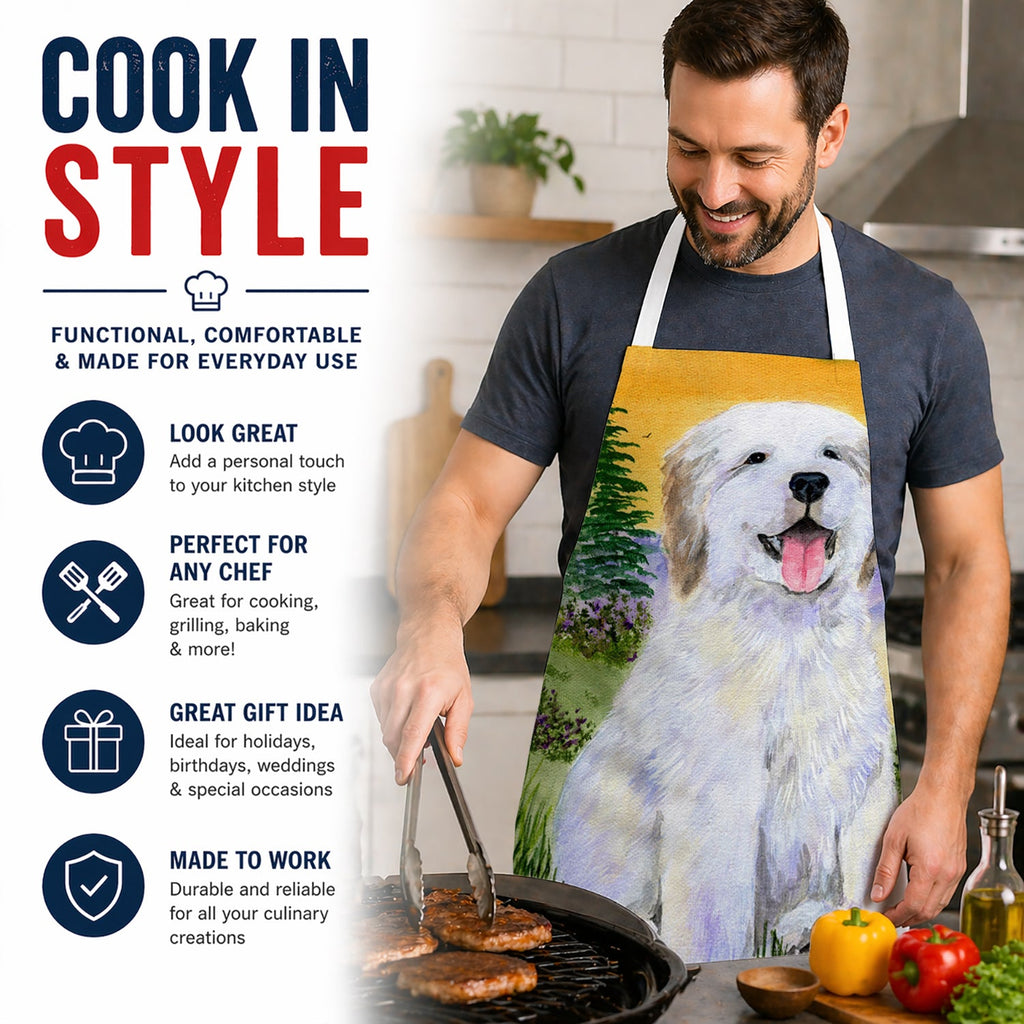 Great Pyrenees Apron Cooking Kitchen Server Baking Crafts Gardening for Adult Women Men, Unisex, Large, Multicolor