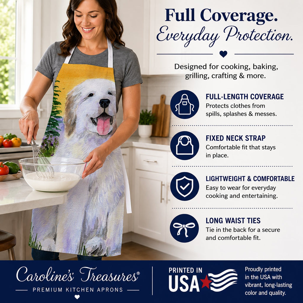 Great Pyrenees Apron Cooking Kitchen Server Baking Crafts Gardening for Adult Women Men, Unisex, Large, Multicolor