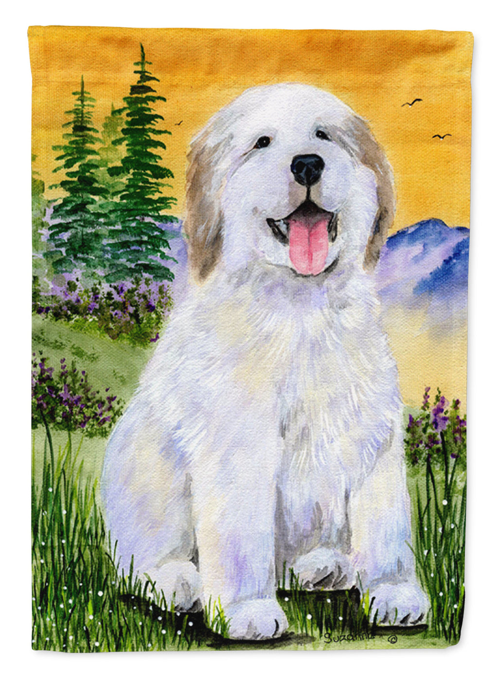 Great Pyrenees House Flag 28x40 Porch Sleeve Pole Decorative Outside Yard Banner Artwork Wall Hanging, Polyester