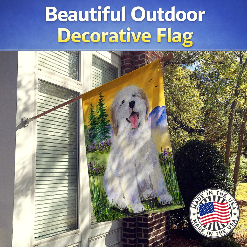 Great Pyrenees House Flag 28x40 Porch Sleeve Pole Decorative Outside Yard Banner Artwork Wall Hanging, Polyester