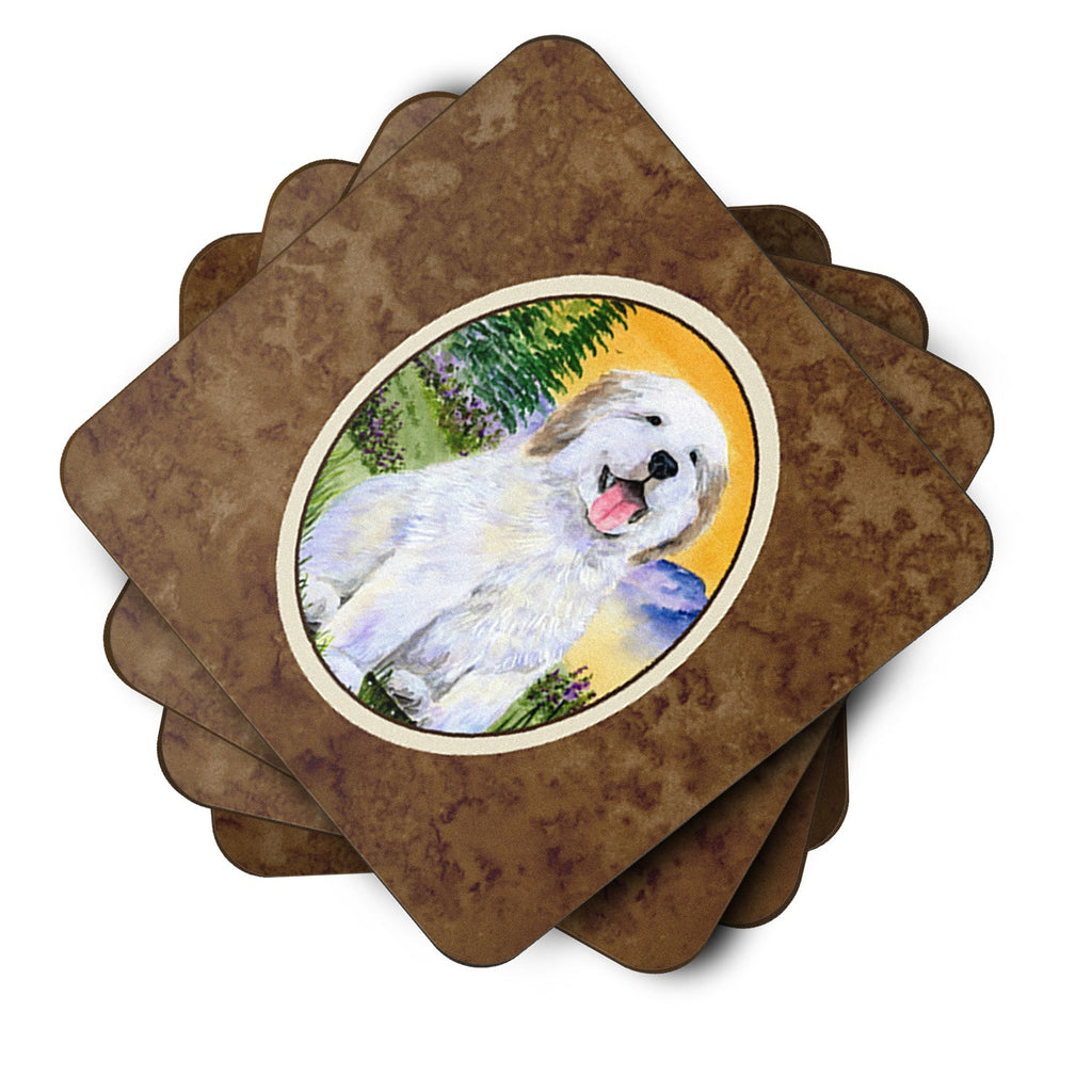 Great Pyrenees Foam Coasters Set of 4 Cup Coasters for Indoor Outdoor, Tabletop Protection, Anti Slip, Mouse pad Material