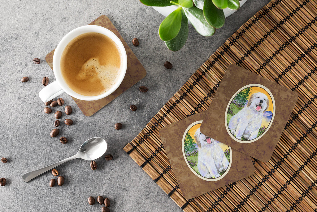 Great Pyrenees Foam Coasters Set of 4 Cup Coasters for Indoor Outdoor, Tabletop Protection, Anti Slip, Mouse pad Material