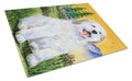 Great Pyrenees Cutting Board Tempered Glass Kitchen Cutting Surface, Heat Resistant Chopping, Non-Slip Feet, Food Prep & Serving