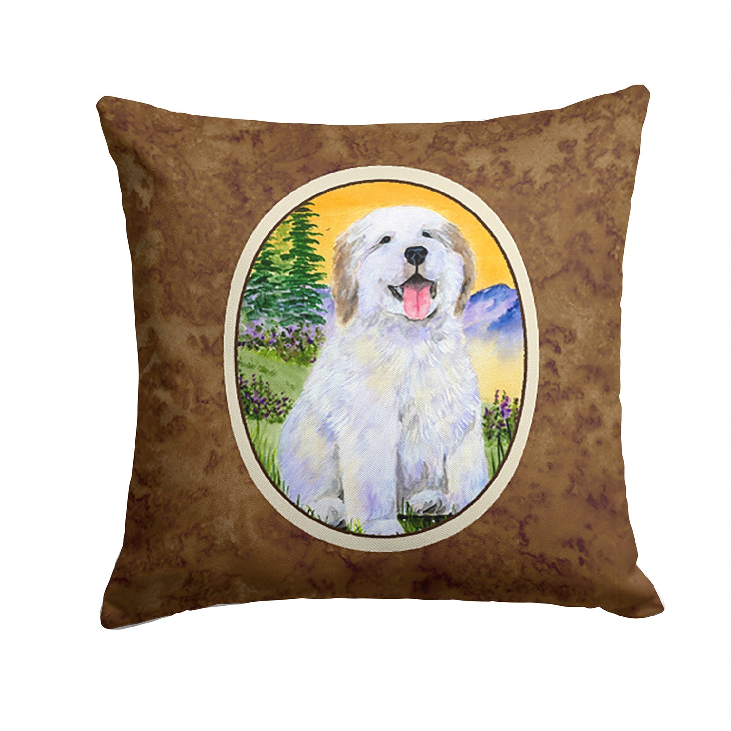 Great Pyrenees Decorative Throw Pillow 14x14 Indoor Outdoor Accent Cushion, Fabric Cover with Insert for Sofa, Bed, Porch & Living Room