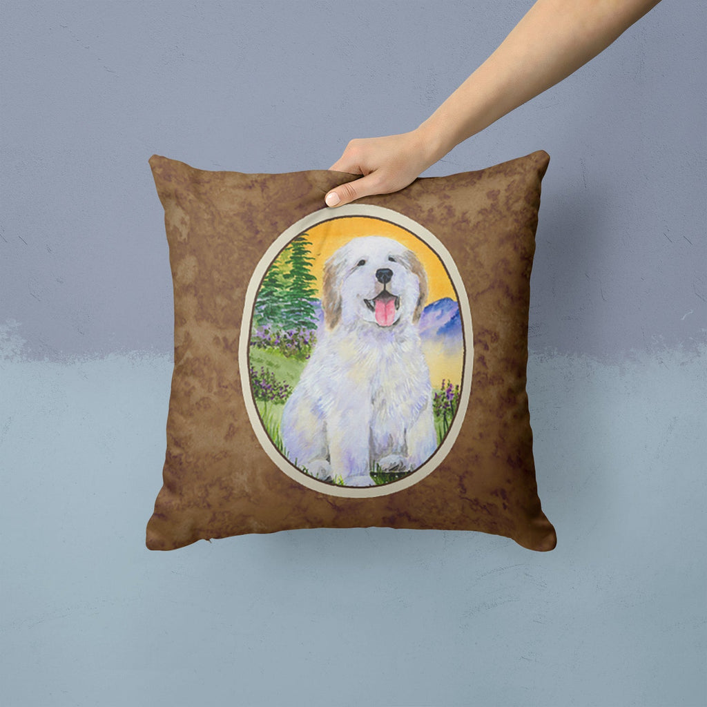Great Pyrenees Decorative Throw Pillow 14x14 Indoor Outdoor Accent Cushion, Fabric Cover with Insert for Sofa, Bed, Porch & Living Room
