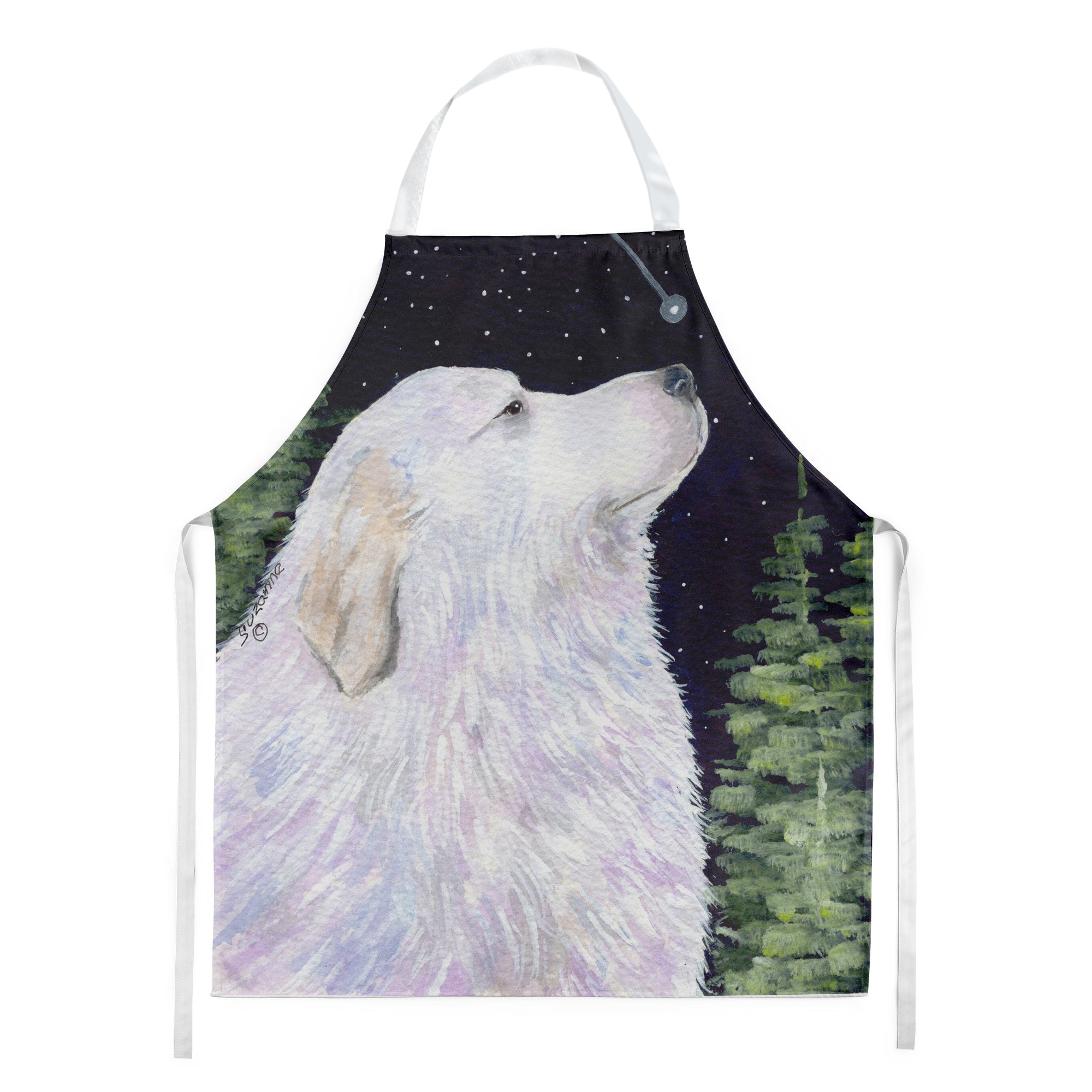 Starry Night Great Pyrenees Apron Cooking Kitchen Server Baking Crafts Gardening for Adult Women Men, Unisex, Large, Multicolor