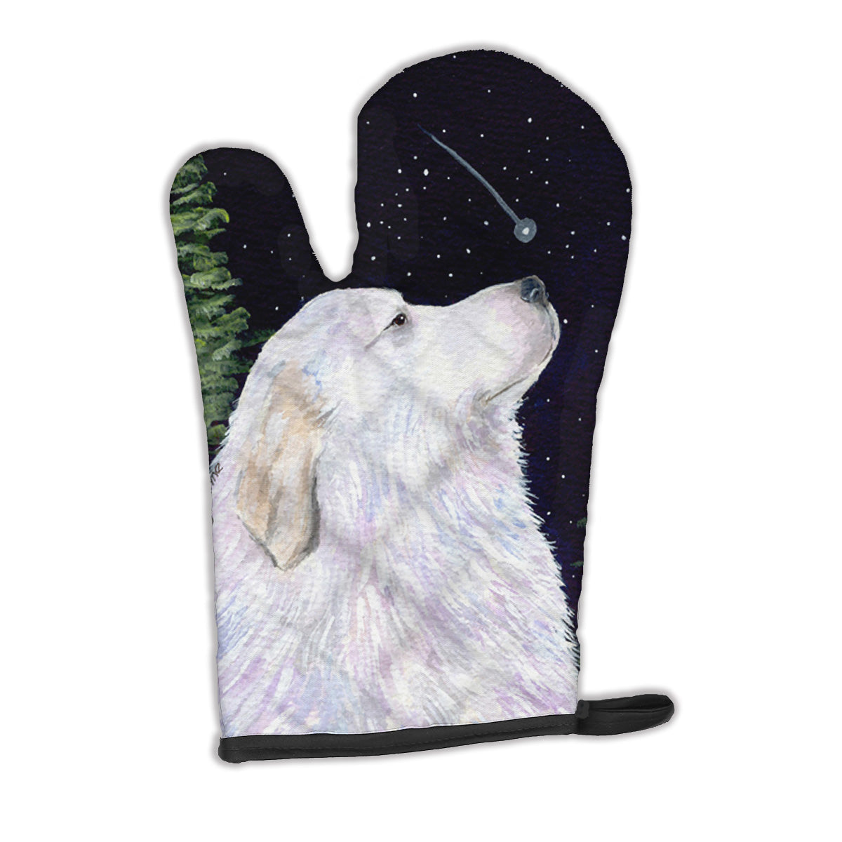 Starry Night Great Pyrenees Oven Mitt Heat Resistant Thick Oven Mitt for Hot Pans and Oven, Kitchen Mitt Protect Hands, Cooking Baking Glove