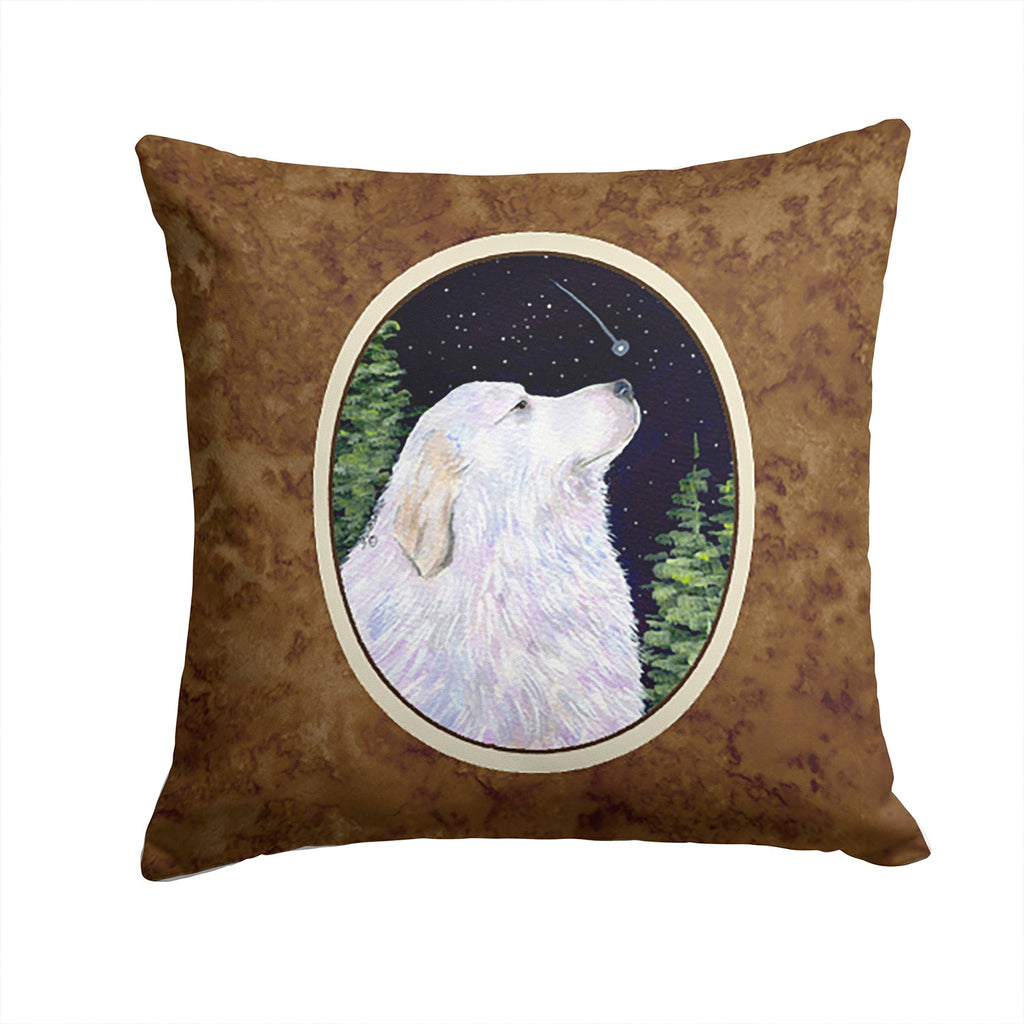 Starry Night Great Pyrenees Decorative Throw Pillow 14x14 Indoor Outdoor Accent Cushion, Fabric Cover with Insert for Sofa, Bed, Porch & Living Room