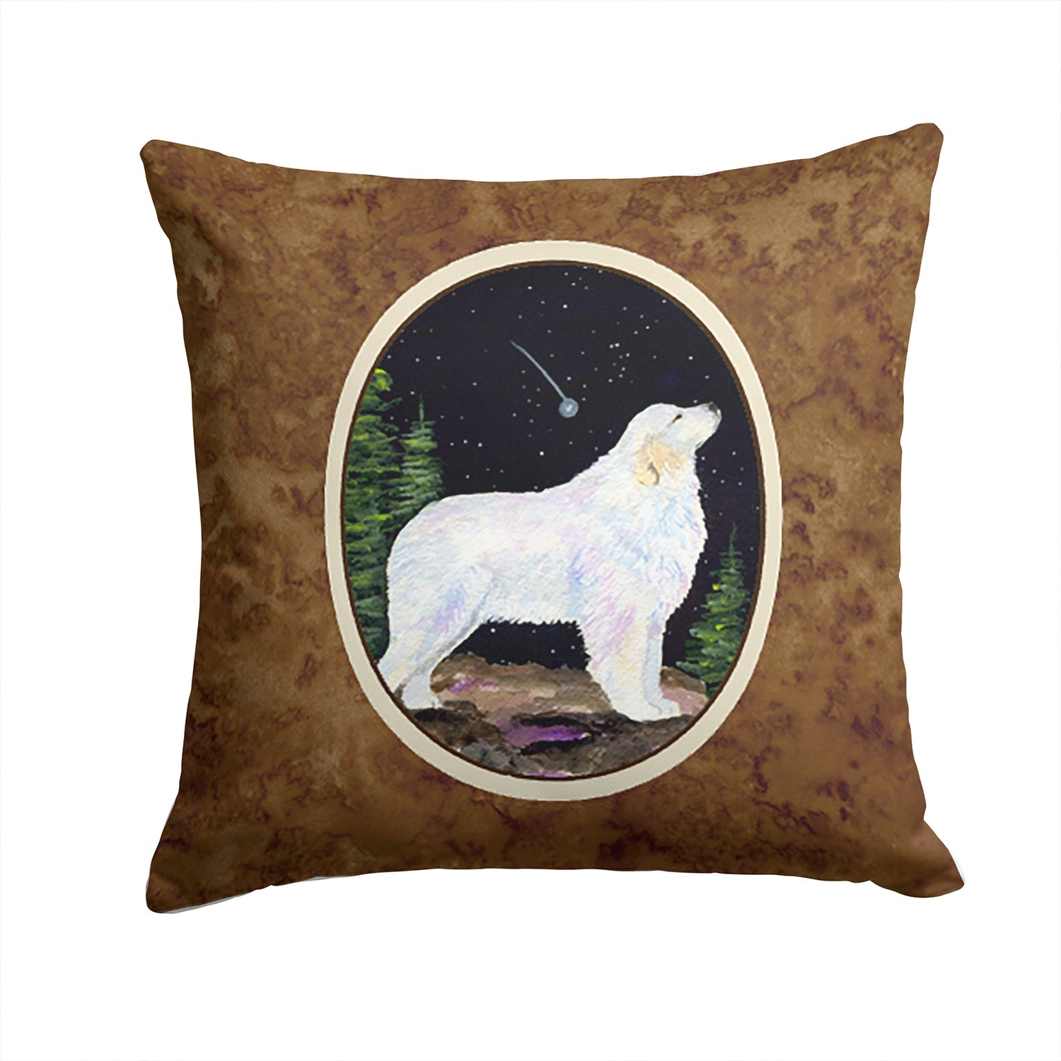 Starry Night Great Pyrenees Decorative Throw Pillow 14x14 Indoor Outdoor Accent Cushion, Fabric Cover with Insert for Sofa, Bed, Porch & Living Room