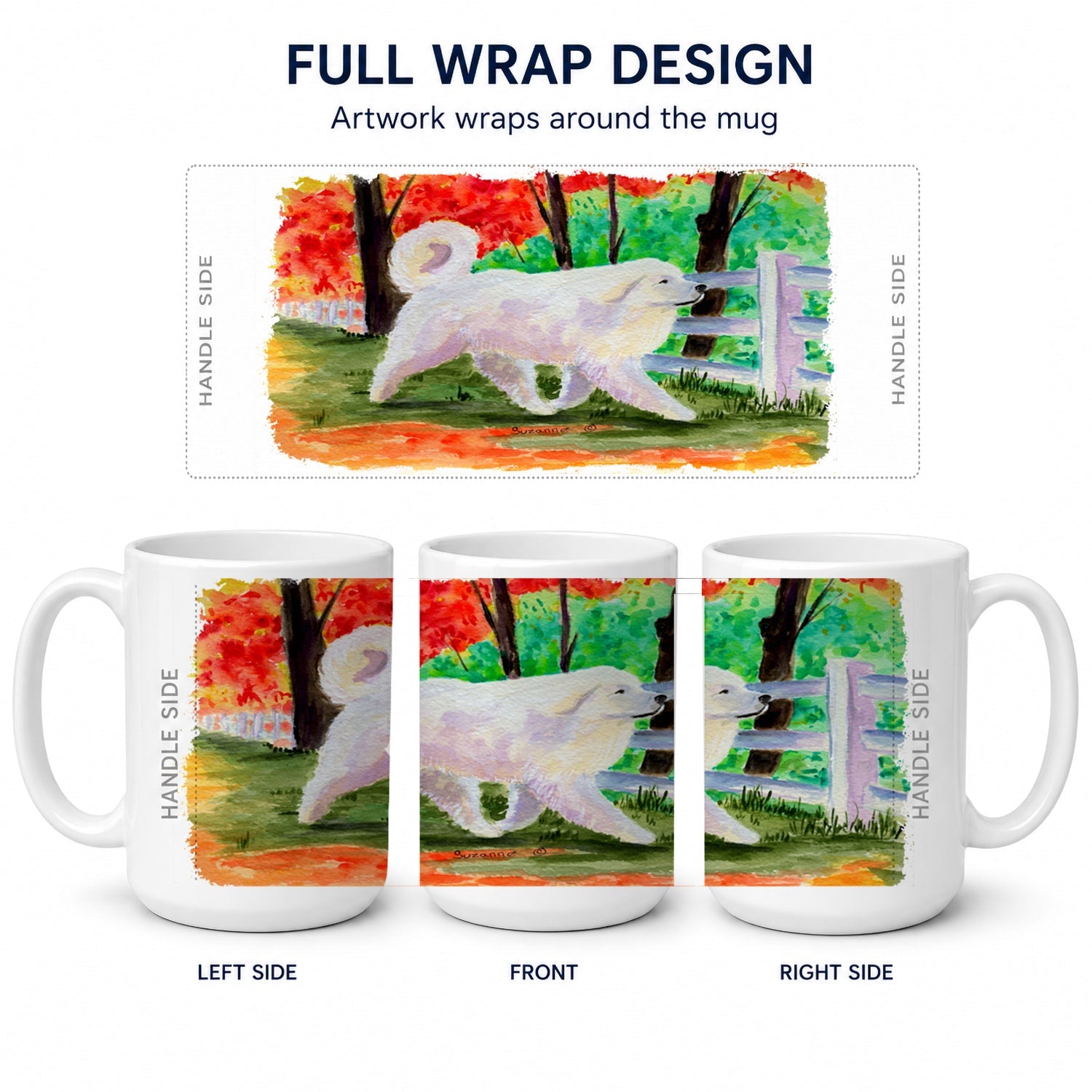 Great Pyrenees Ceramic Coffee Mug 15 oz Decorative Large C Handle Mug Cup for Tea, Cocoa Hot Chocolate