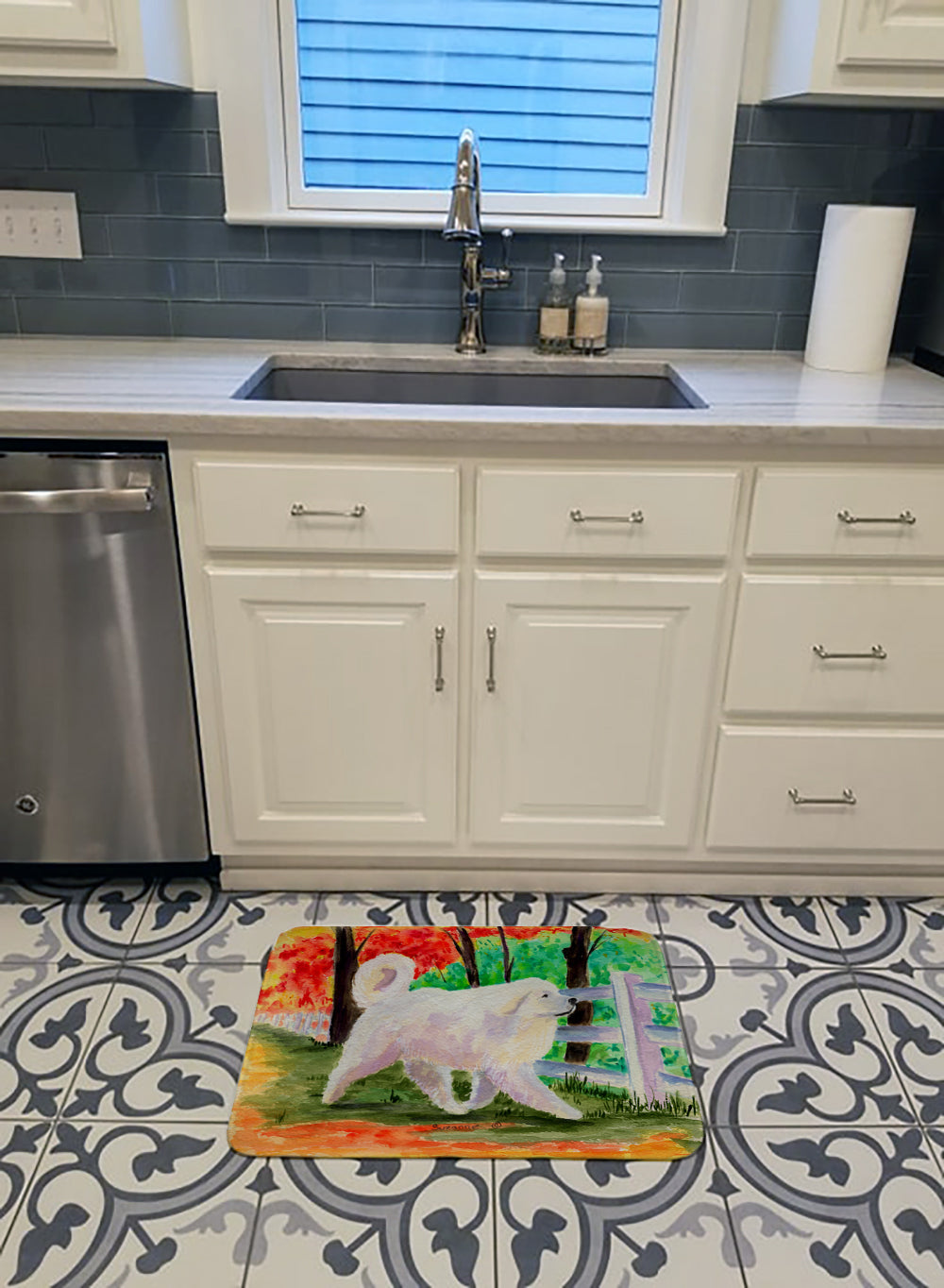 Great Pyrenees Memory Foam Kitchen Mat Machine Washable Anti-Fatigue Cushion Comfort Bath or Kitchen Rug