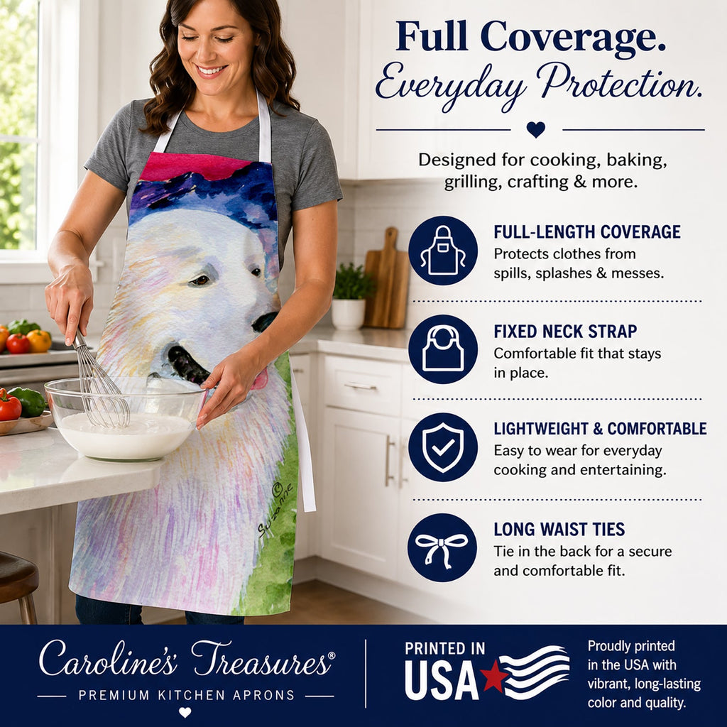 Great Pyrenees Apron Cooking Kitchen Server Baking Crafts Gardening for Adult Women Men, Unisex, Large, Multicolor