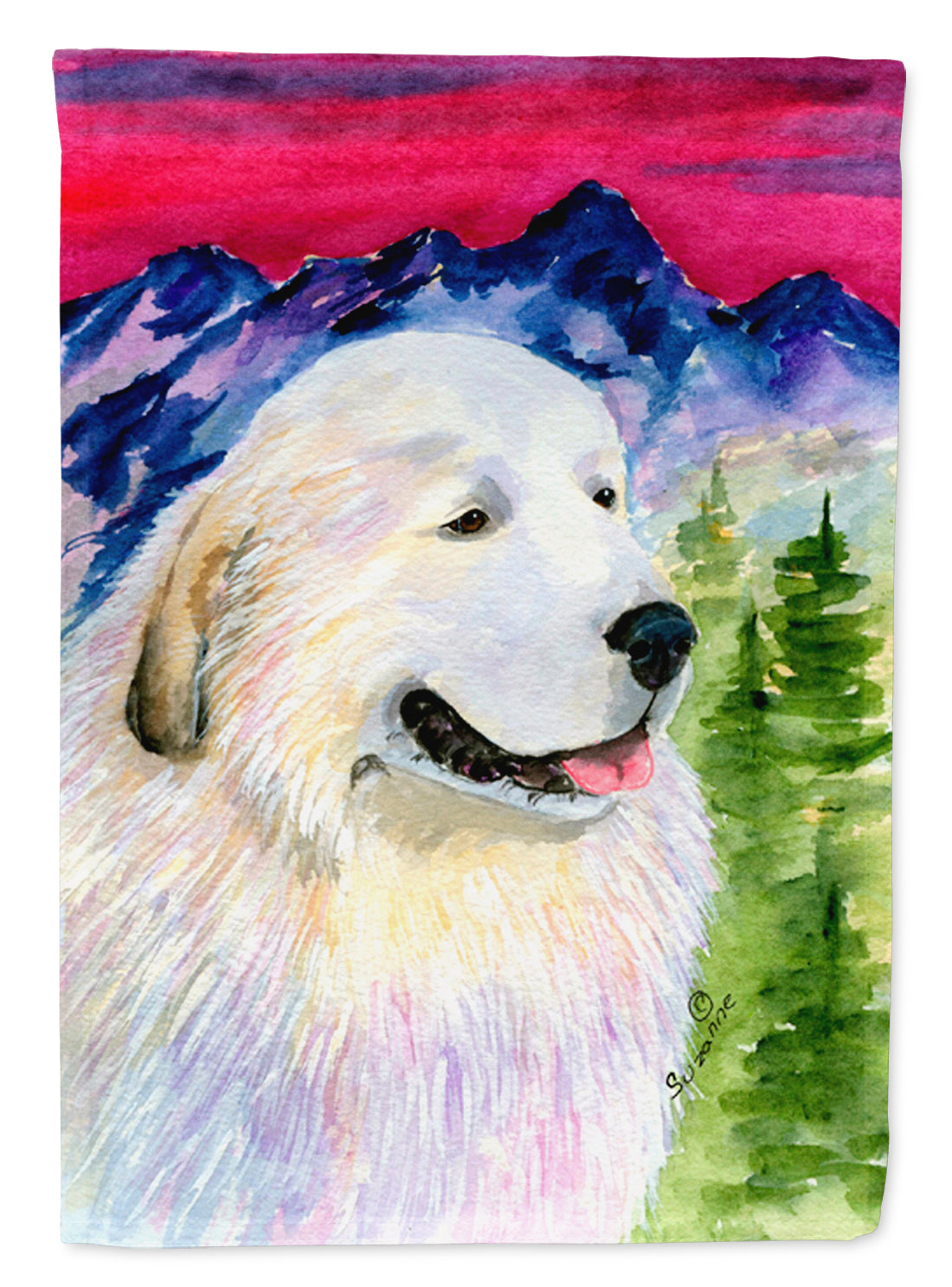 Great Pyrenees House Flag 28x40 Porch Sleeve Pole Decorative Outside Yard Banner Artwork Wall Hanging, Polyester