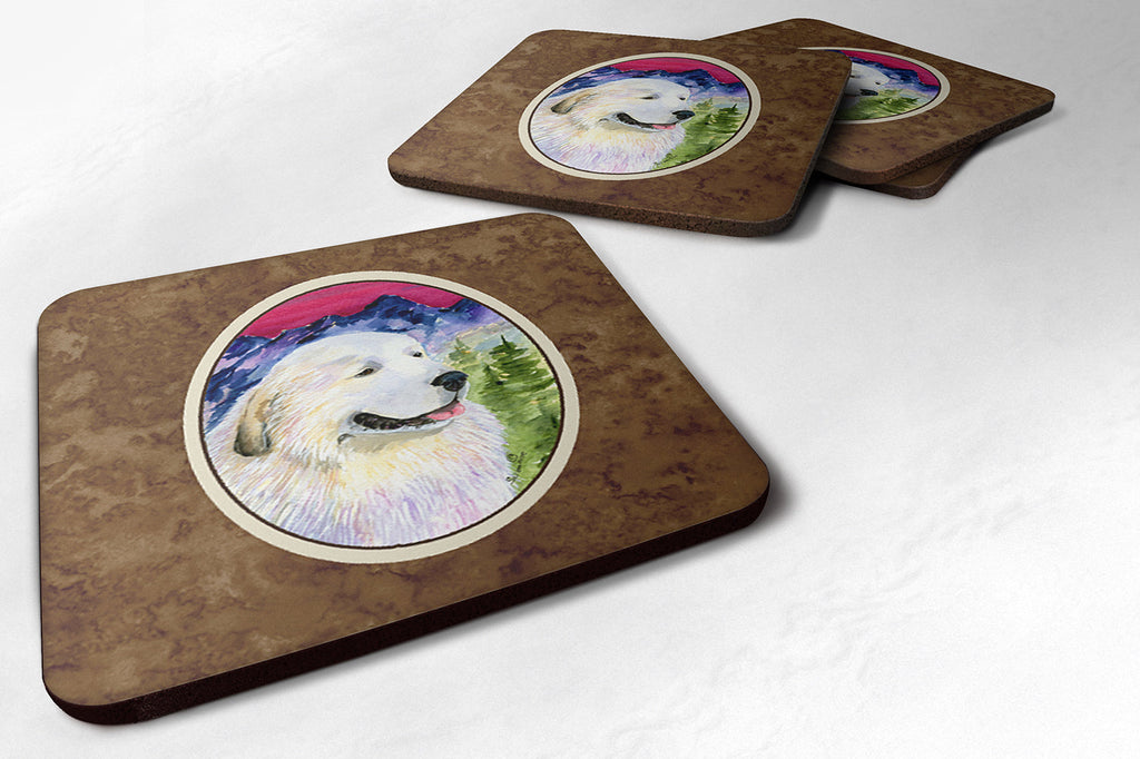 Great Pyrenees Foam Coasters Set of 4 Cup Coasters for Indoor Outdoor, Tabletop Protection, Anti Slip, Mouse pad Material