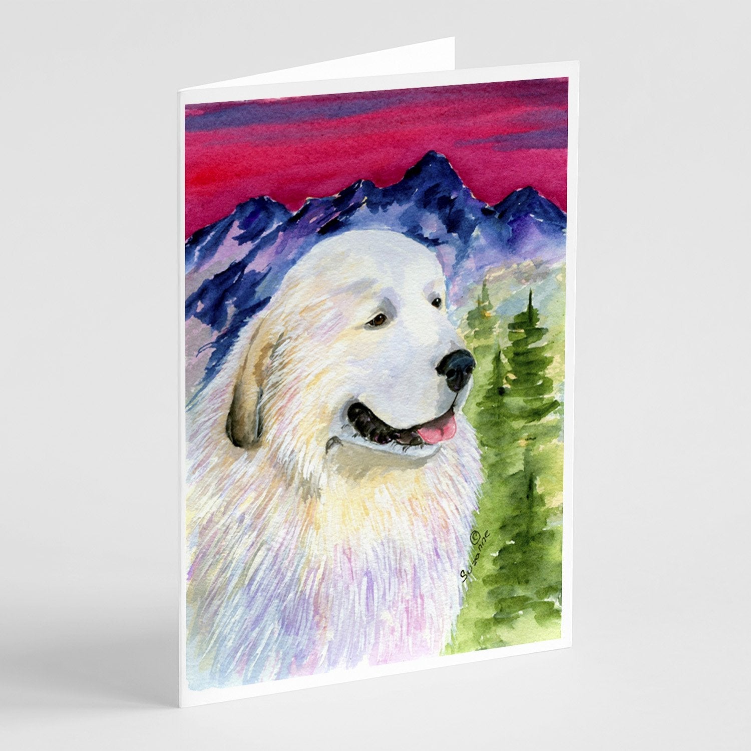 Great Pyrenees Greeting Cards Pack of 8 Blank Cards with Envelopes Whimsical A7 Size 5x7