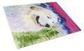 Great Pyrenees Cutting Board Tempered Glass Kitchen Cutting Surface, Heat Resistant Chopping, Non-Slip Feet, Food Prep & Serving