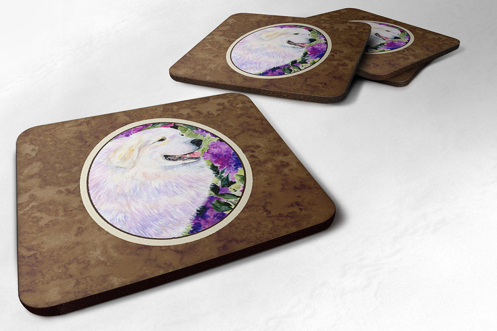 Great Pyrenees Foam Coasters Set of 4 Cup Coasters for Indoor Outdoor, Tabletop Protection, Anti Slip, Mouse pad Material