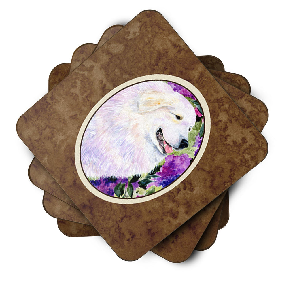 Great Pyrenees Foam Coasters Set of 4 Cup Coasters for Indoor Outdoor, Tabletop Protection, Anti Slip, Mouse pad Material