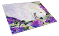 Great Pyrenees Cutting Board Tempered Glass Kitchen Cutting Surface, Heat Resistant Chopping, Non-Slip Feet, Food Prep & Serving