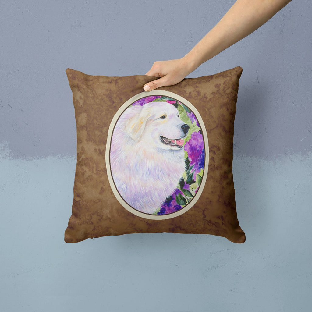 Great Pyrenees Decorative Throw Pillow 14x14 Indoor Outdoor Accent Cushion, Fabric Cover with Insert for Sofa, Bed, Porch & Living Room