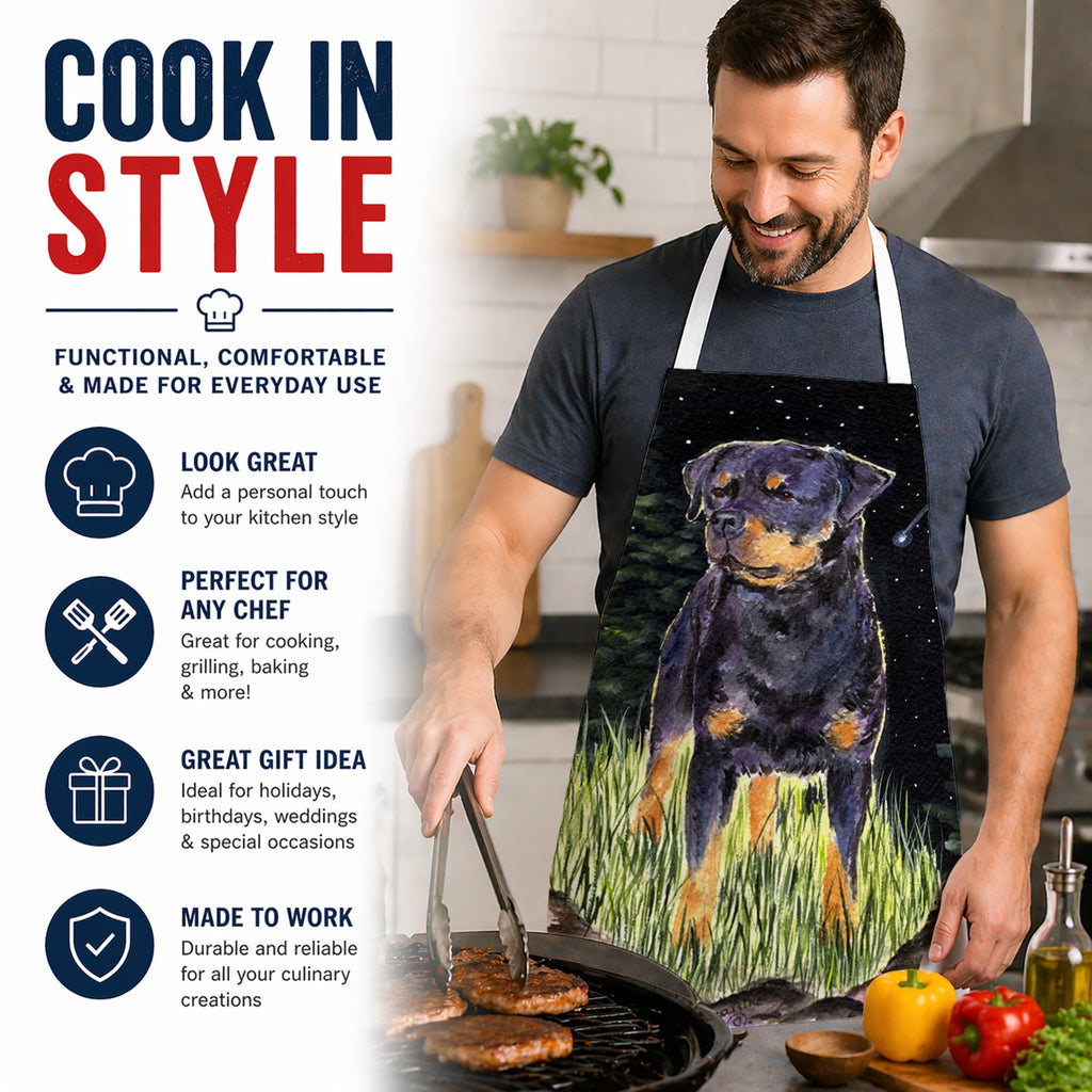 Starry Night Rottweiler Apron Cooking Kitchen Server Baking Crafts Gardening for Adult Women Men, Unisex, Large, Multicolor