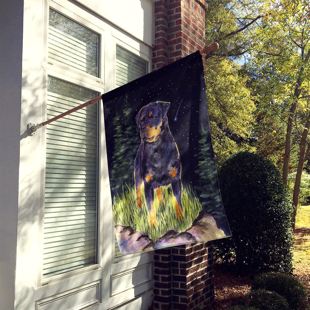 Starry Night Rottweiler House Flag 28x40 Porch Sleeve Pole Decorative Outside Yard Banner Artwork Wall Hanging, Polyester